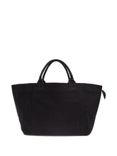 Ganni XXL Recycled Cotton Shopper Bag with Contrasted Logo Grey