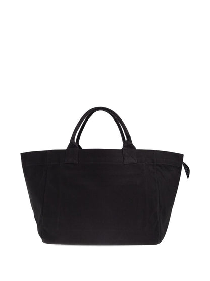 Ganni XXL Recycled Cotton Shopper Bag with Contrasted Logo Grey