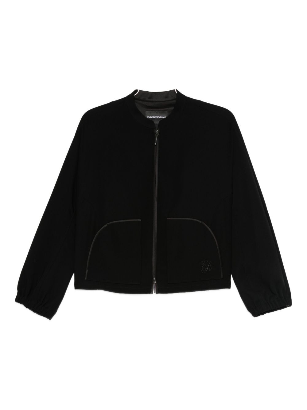 Emporio Armani Zipped Blouson Jacket with Oversized Pockets Black
