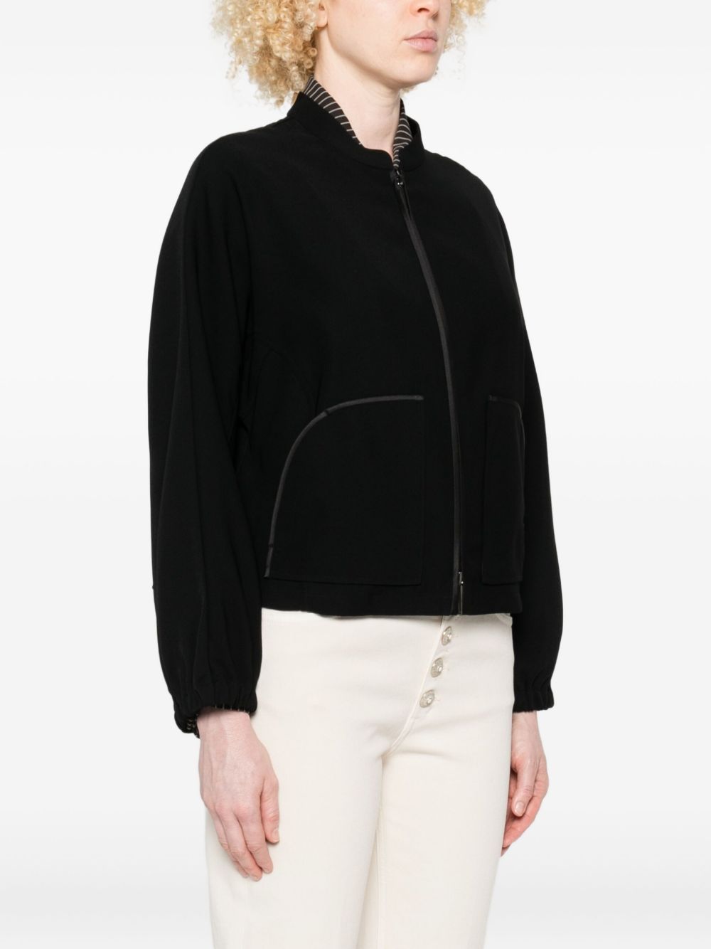 Emporio Armani Zipped Blouson Jacket with Oversized Pockets Black