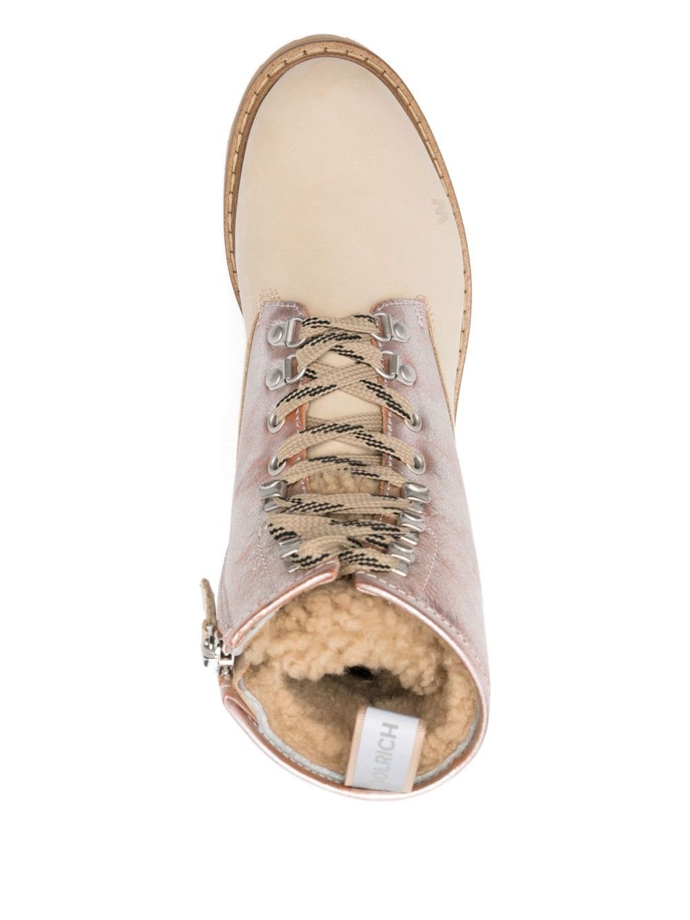 Woolrich Cream Leather Lace-Up Boots Cream