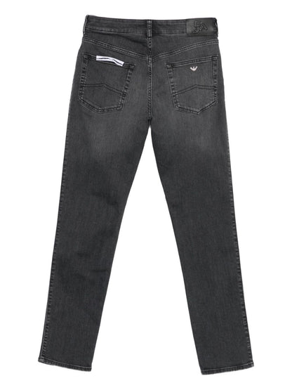 Emporio Armani Straight-Leg Medium-Waist Grey Denim Jeans Grey