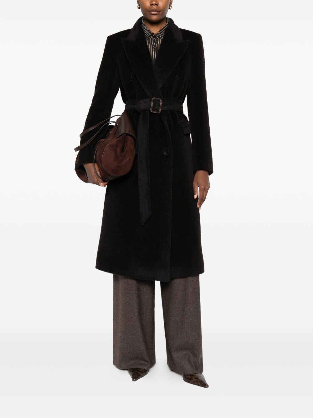 Tagliatore Double-Breasted Wool Coat Brown brown