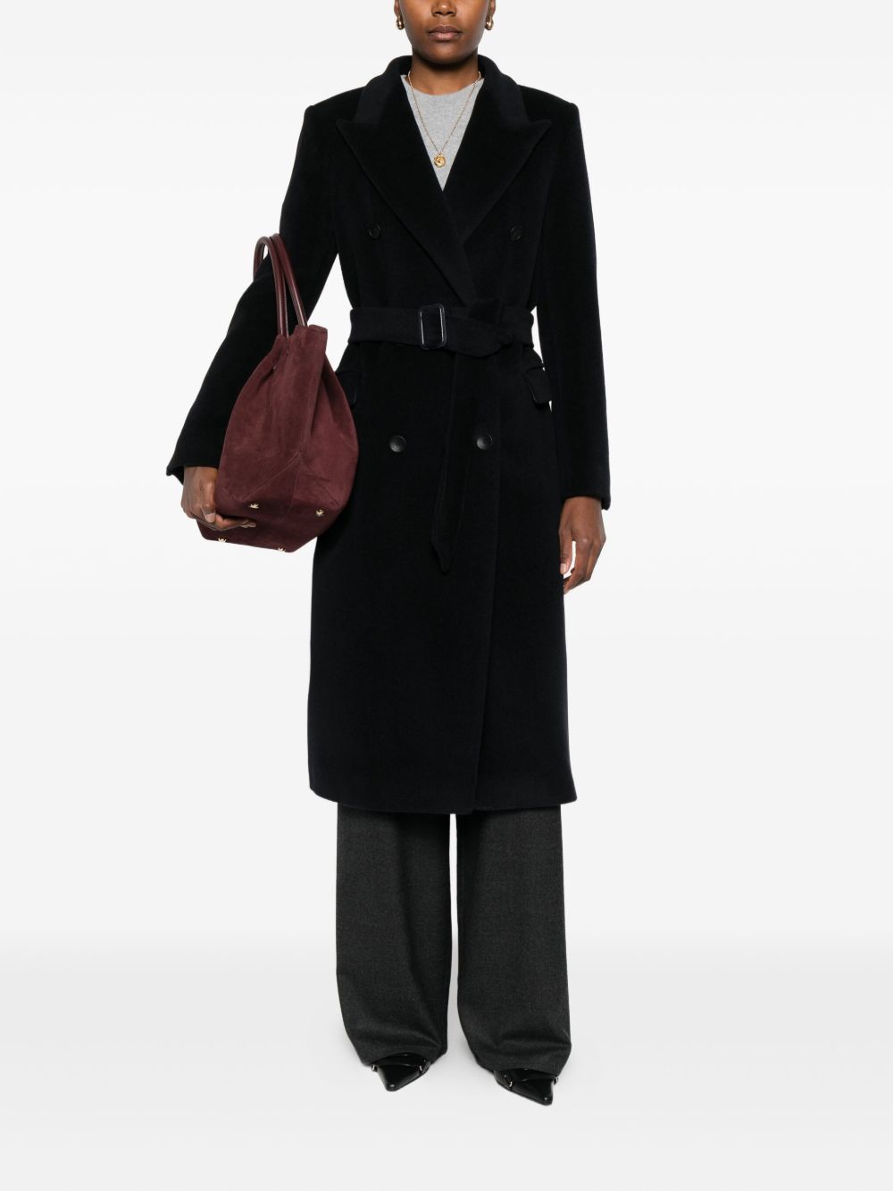 Tagliatore Double-Breasted Wool Coat Blue