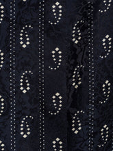 Tory Burch Paisley-Print Navy Blue Mandarin Collar Button-Up Sweater Blue