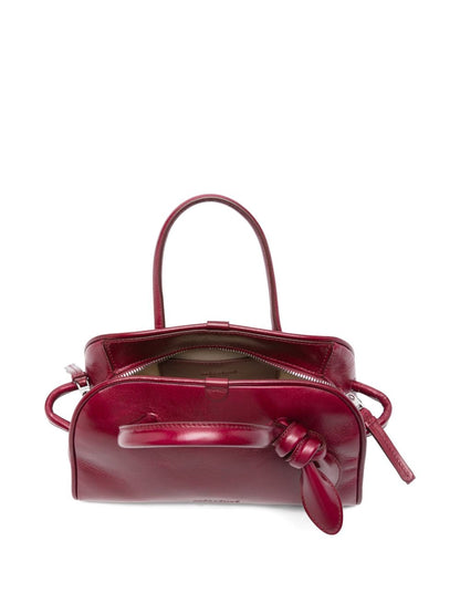 JACQUEMUS Le Petit Turismo Top Handle Knot-Detail Leather Bag Bordeaux