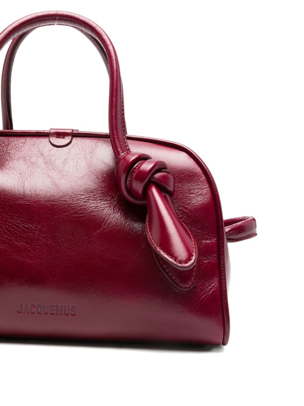 JACQUEMUS Le Petit Turismo Top Handle Knot-Detail Leather Bag Bordeaux