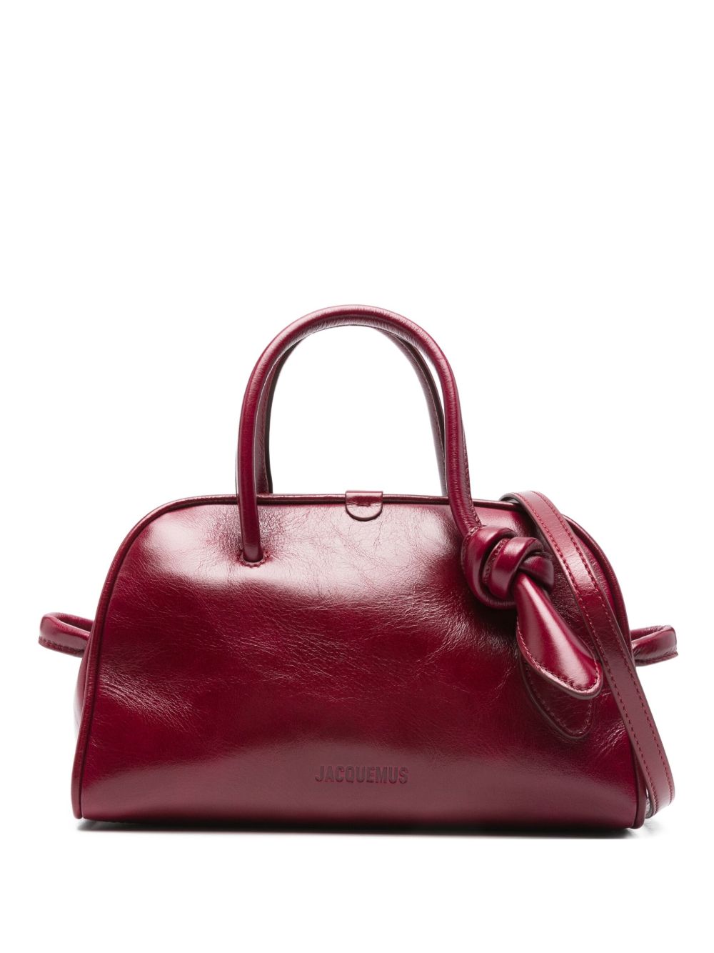 JACQUEMUS Le Petit Turismo Top Handle Knot-Detail Leather Bag Bordeaux