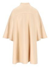 Valentino High Collar Flared Wool Coat Beige