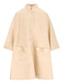 Valentino High Collar Flared Wool Coat Beige