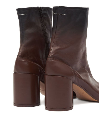MM6 Maison Margiela Tabi Leather Block-Heel Boots Brown brown
