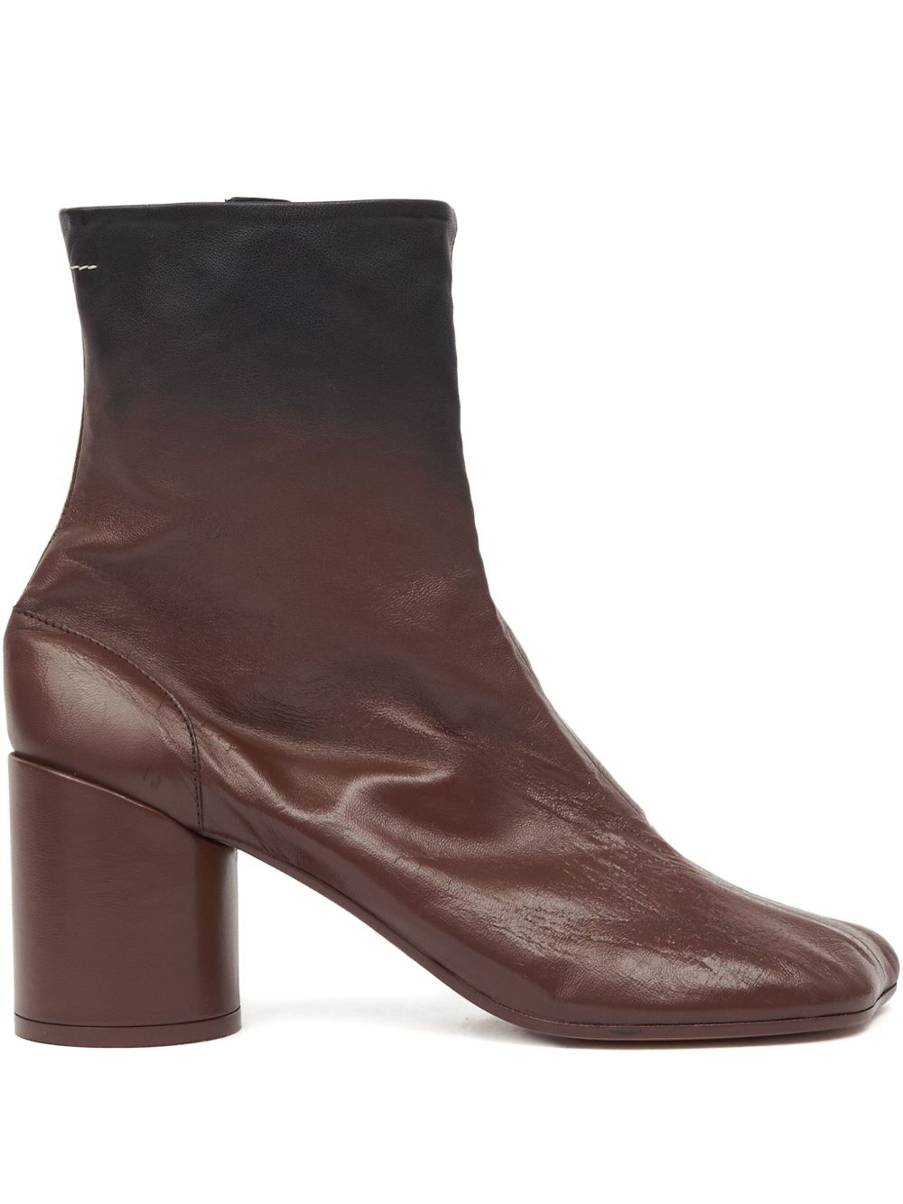 MM6 Maison Margiela Tabi Leather Block-Heel Boots Brown brown