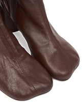 MM6 Maison Margiela Tabi Leather Block-Heel Boots Brown brown