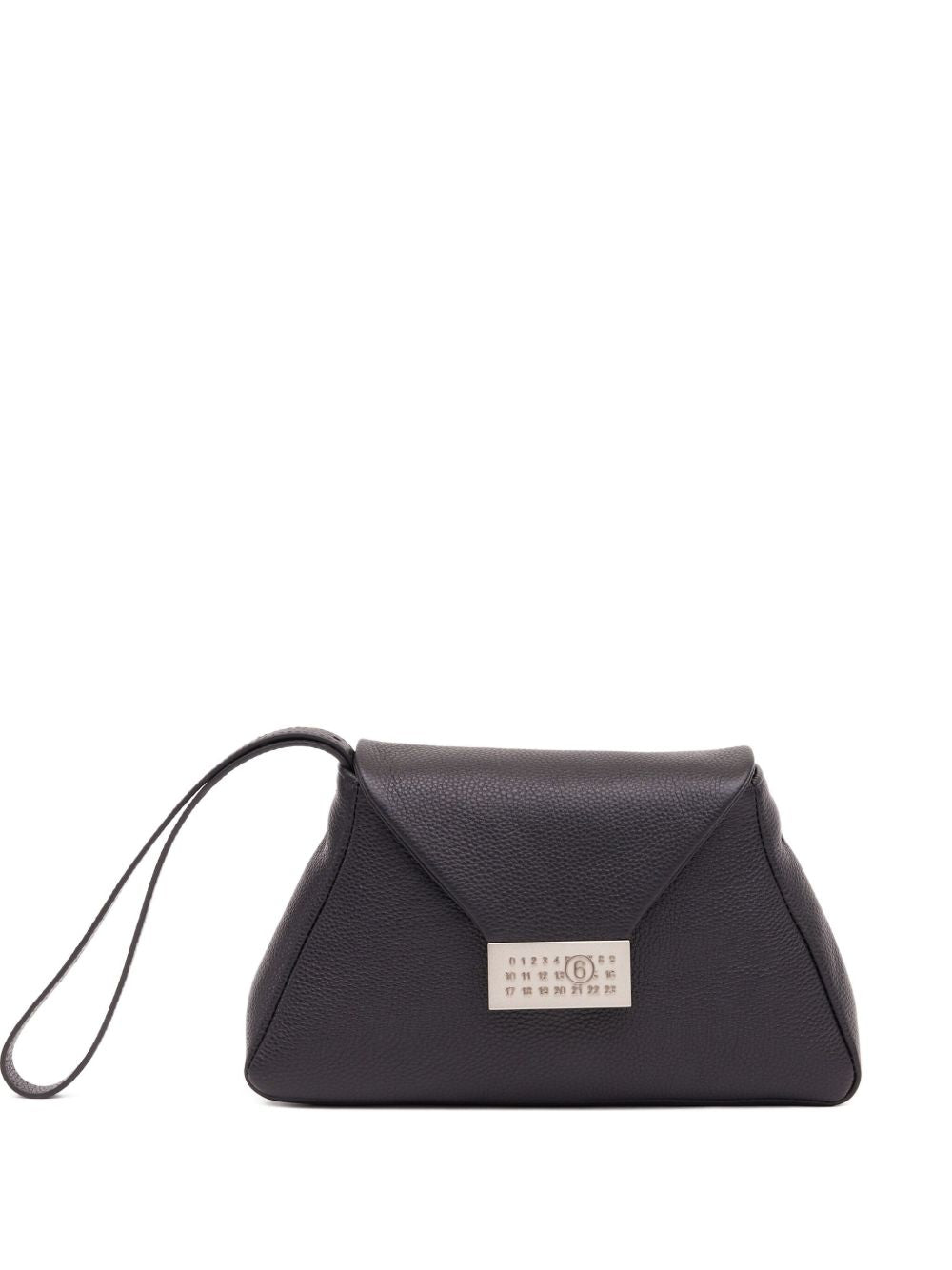 MM6 Maison Margiela Numeric Calf Leather Foldover Clutch Black black