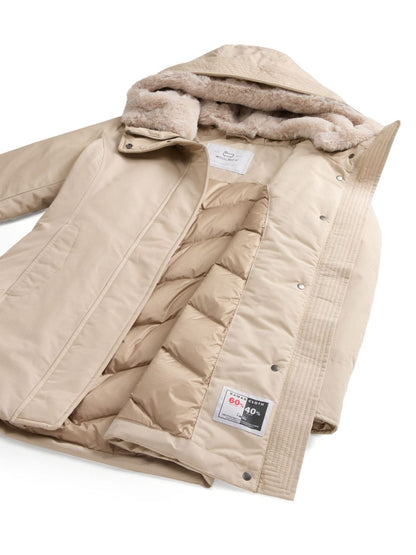 Woolrich Silk &amp; Nylon Boulder Faux Fur Parka Beige