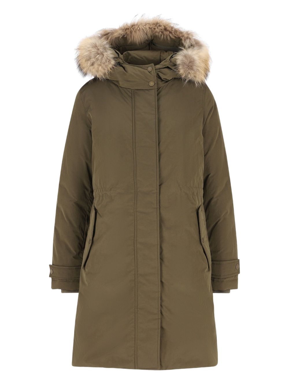 Woolrich Grace Long Parka with Detachable Fur Hood Olive Green