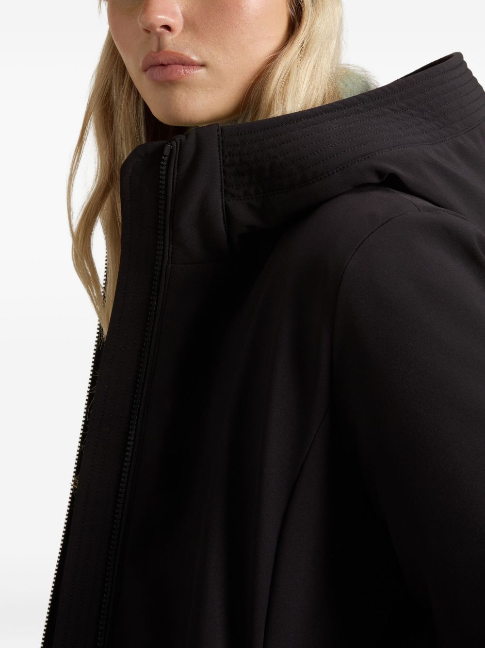 Woolrich Belted Hooded Technical Coat Black Black