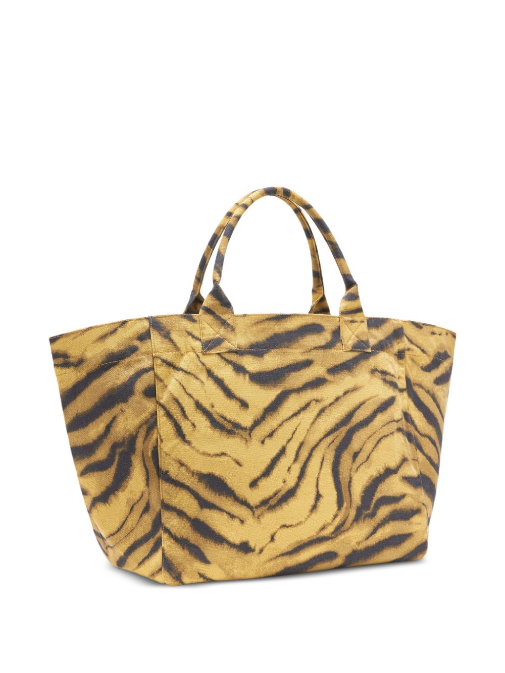 Ganni Tiger-Pattern Recycled Cotton XXL Tote Bag Khaki khaki