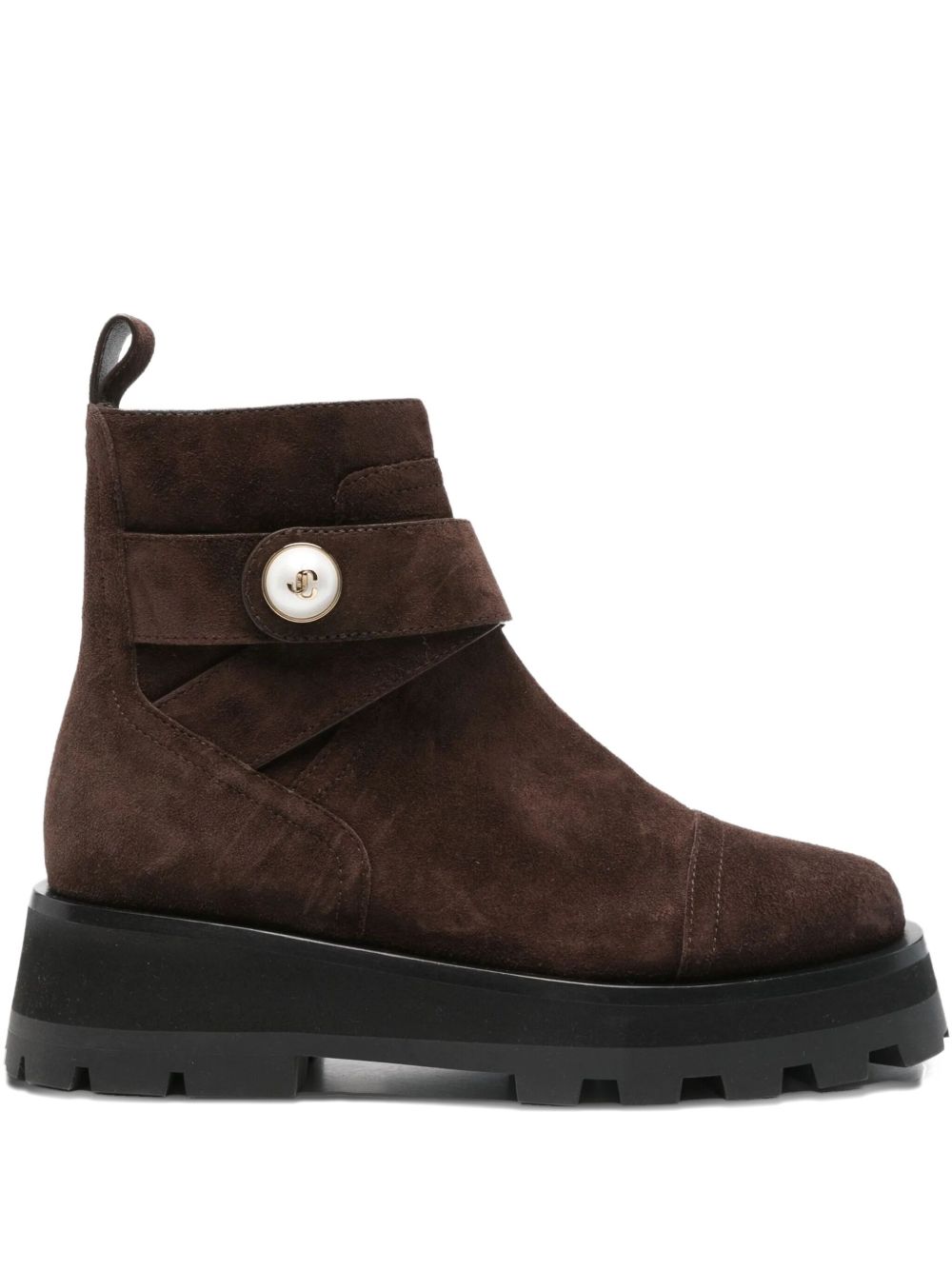 Jimmy Choo Meena Suede Pearl-Embellished Brown Boots brown