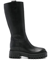 Hogan Pre Leather Side-Zip Chunky Mid-Calf Boots Black Black