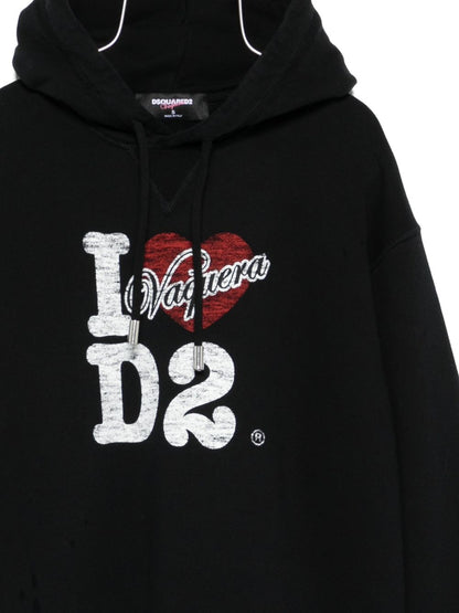 Dsquared2 Logo Cotton Hoodie Black