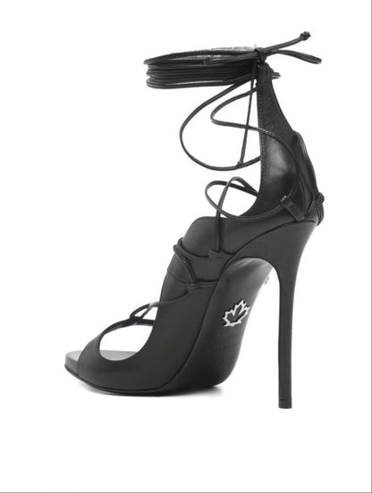Dsquared2 High Heel Leather Sandals Black Black