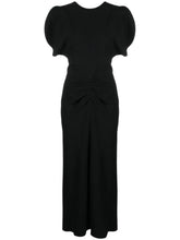Victoria Beckham Gathered Waist Silk-Nylon Midi Dress Black