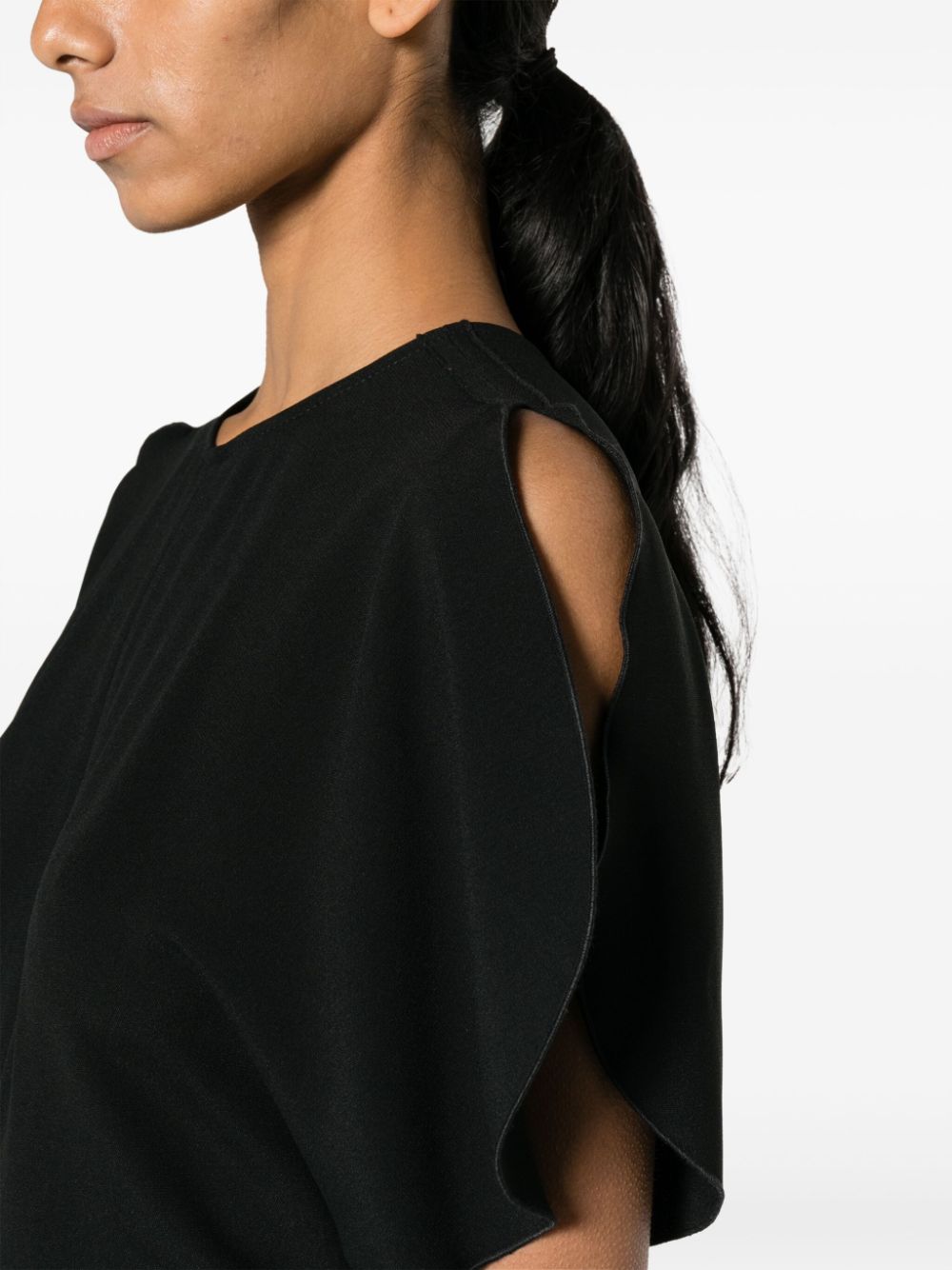 Victoria Beckham Gathered Waist Silk-Nylon Midi Dress Black