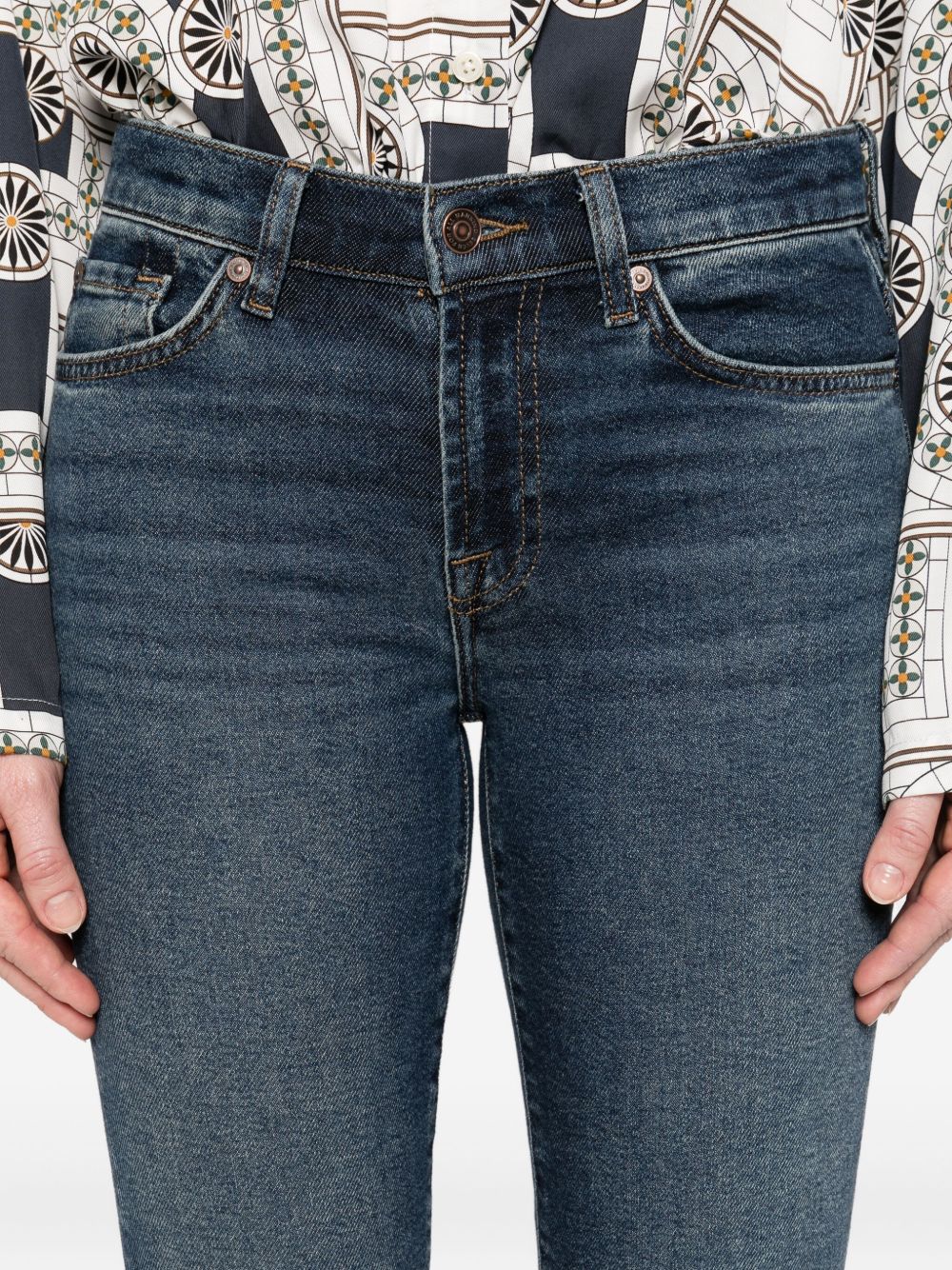 Seven Roxanne Skinny Dark Blue Faded Jeans Blue