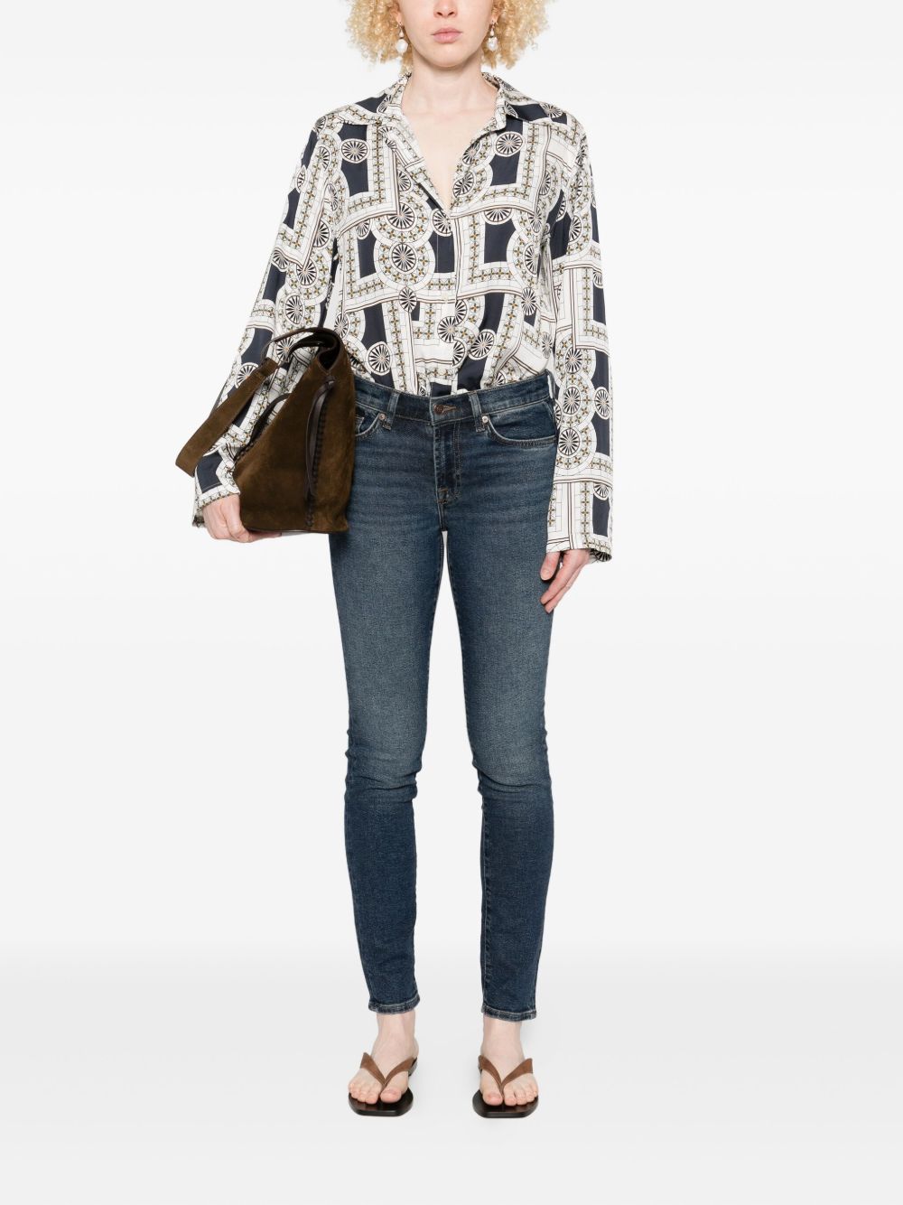 Seven Roxanne Skinny Dark Blue Faded Jeans Blue