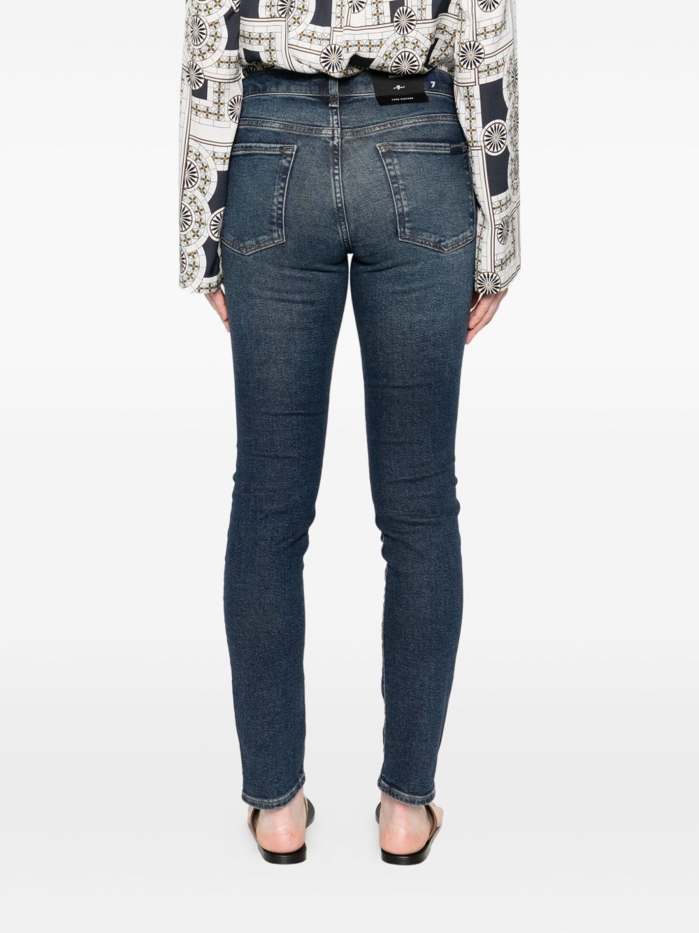 Seven Roxanne Skinny Dark Blue Faded Jeans Blue