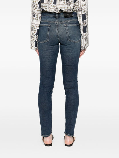 Seven Roxanne Skinny Dark Blue Faded Jeans Blue