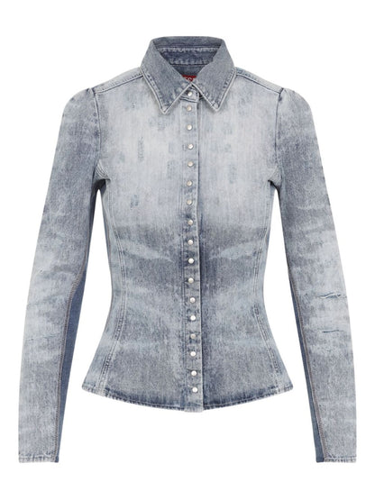 Diesel Cotton Denim Shirt in Clear Blue Clear Blue