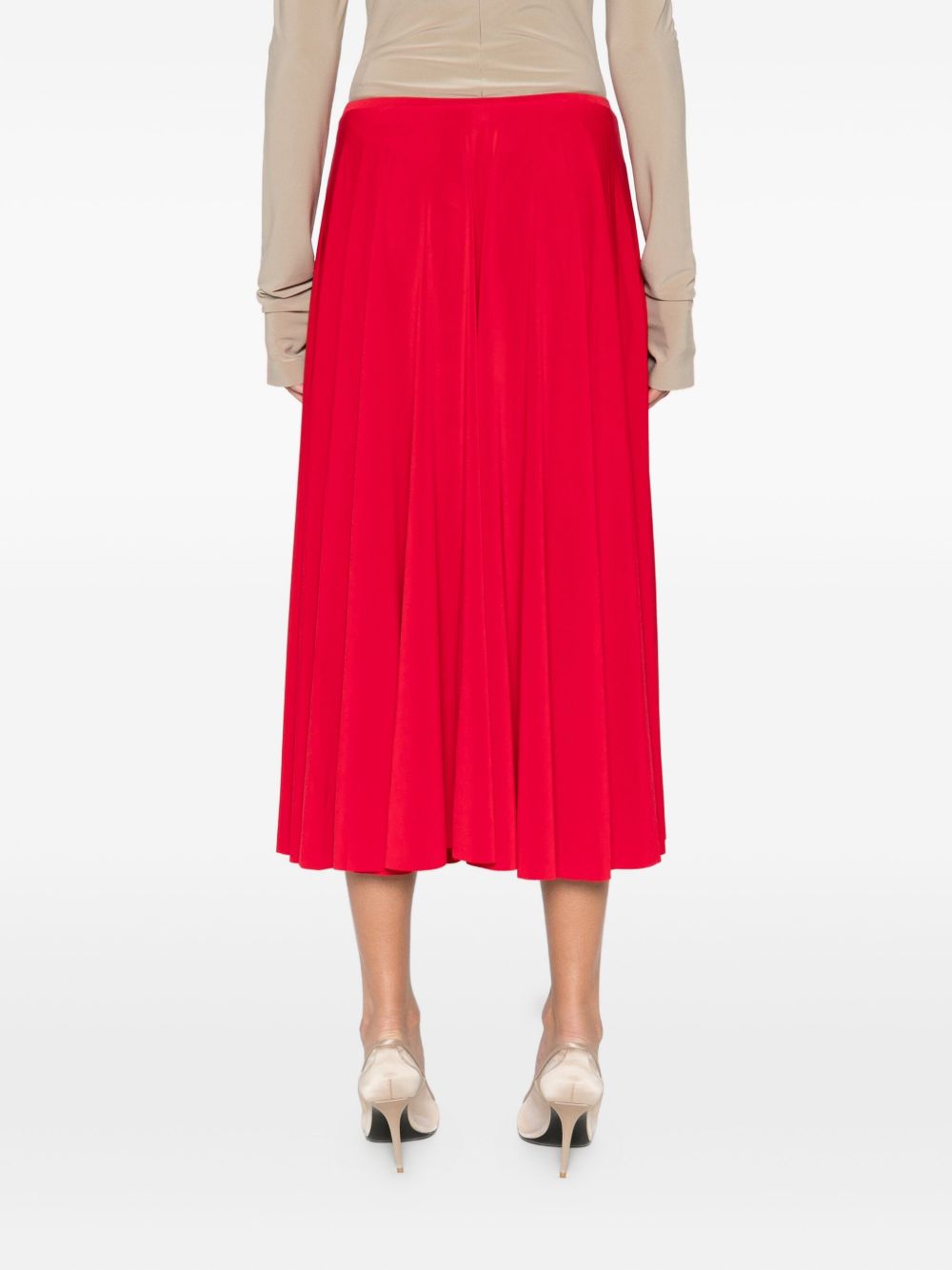 Norma Kamali Pleated Midi Skirt Red red