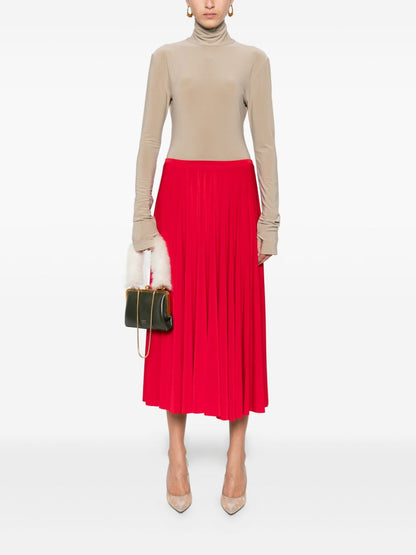Norma Kamali Pleated Midi Skirt Red red