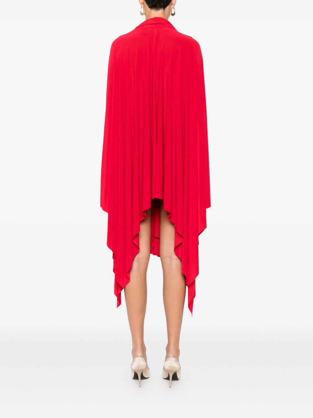 Norma Kamali Draped Asymmetric Long-Sleeve Dress Red red