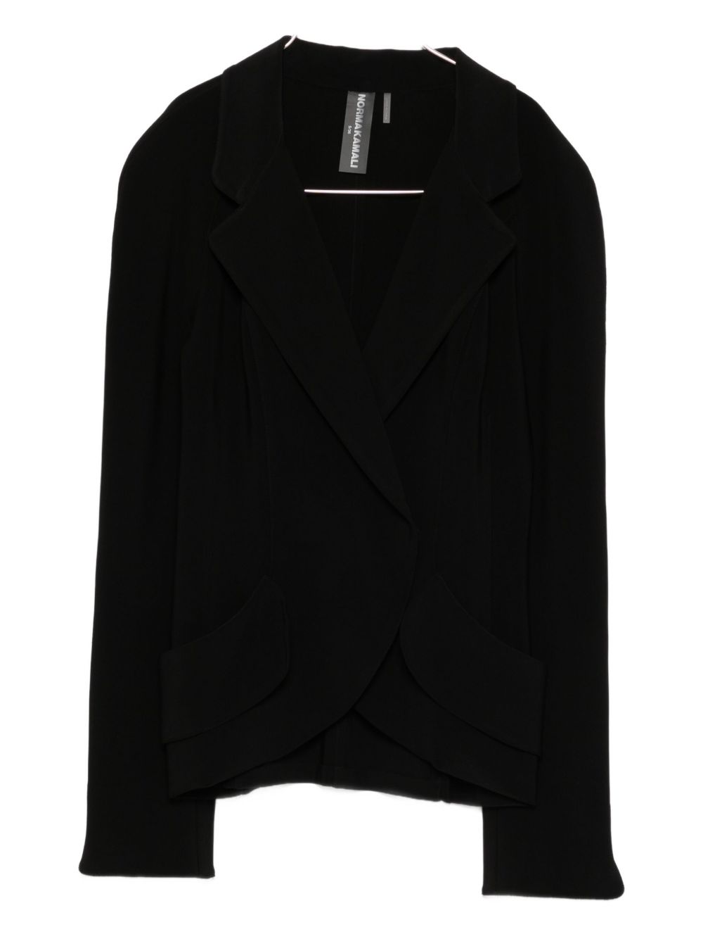 Norma Kamali Draped Black Jacket with Notched Lapels Black