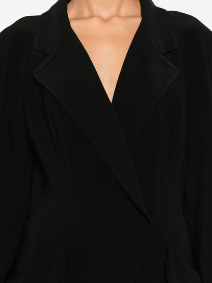 Norma Kamali Draped Black Jacket with Notched Lapels Black