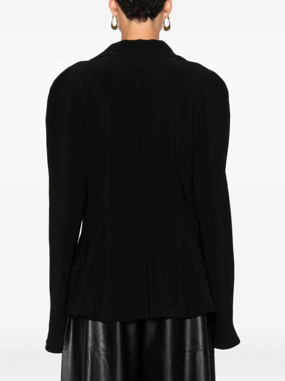 Norma Kamali Draped Black Jacket with Notched Lapels Black