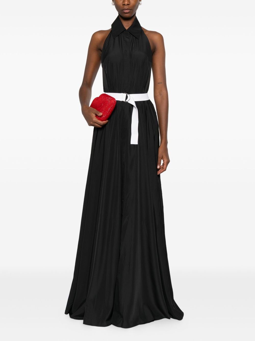 Norma Kamali Long Sleeve Black Stretch-Jersey Midi Dress Black