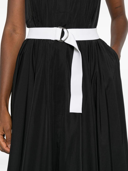 Norma Kamali Long Sleeve Black Stretch-Jersey Midi Dress Black