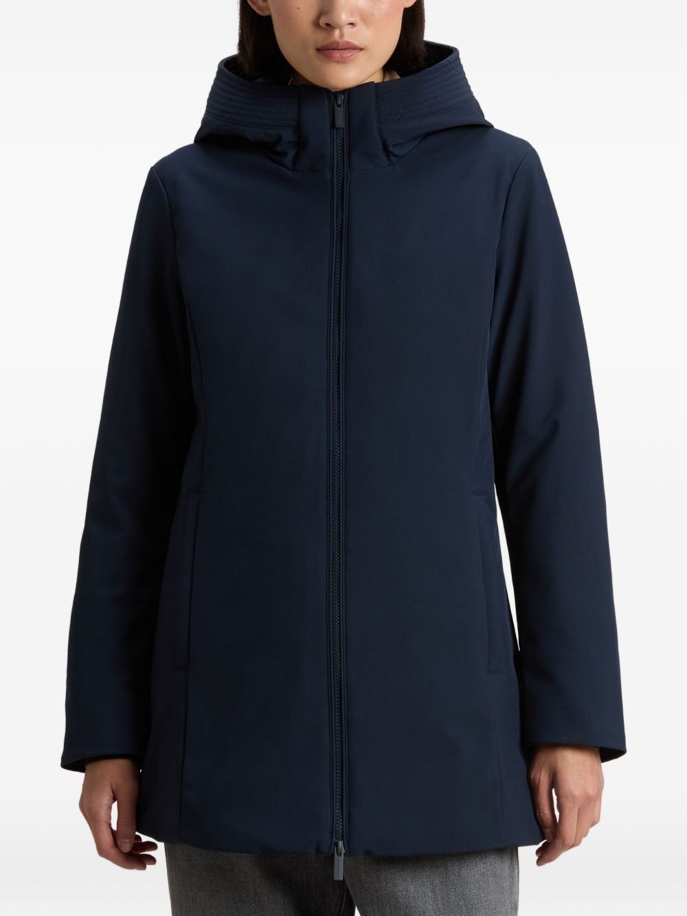 Woolrich Classic Longline Belted Coat Blue