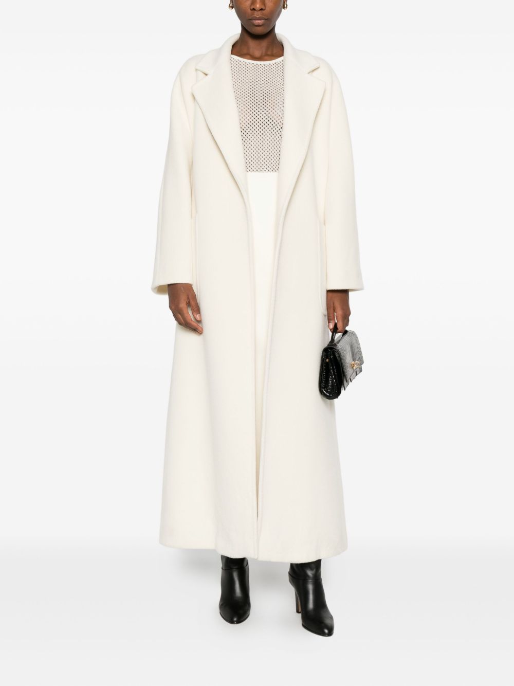 Tagliatore Long Wool Coat in Cream cream