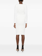 Elisabetta Franchi V-Neck Fitted Tassel-Embellished Long-Sleeve Dress Ivory Ivory
