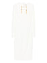 Elisabetta Franchi V-Neck Fitted Tassel-Embellished Long-Sleeve Dress Ivory Ivory