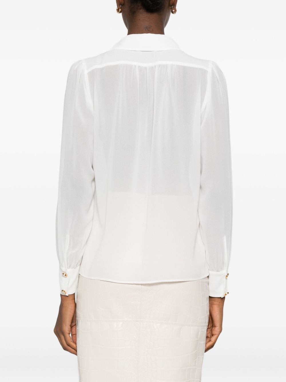 Elisabetta Franchi Ivory Chain-Detail Long-Sleeve Shirt Ivory