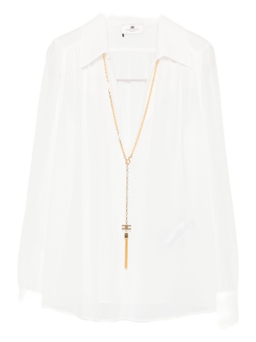 Elisabetta Franchi Ivory Chain-Detail Long-Sleeve Shirt Ivory