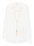 Elisabetta Franchi Ivory Chain-Detail Long-Sleeve Shirt Ivory