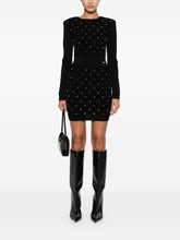 Elisabetta Franchi Long-Sleeved Quilted Dress with Gold Embellishments Black Black