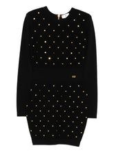 Elisabetta Franchi Long-Sleeved Quilted Dress with Gold Embellishments Black Black